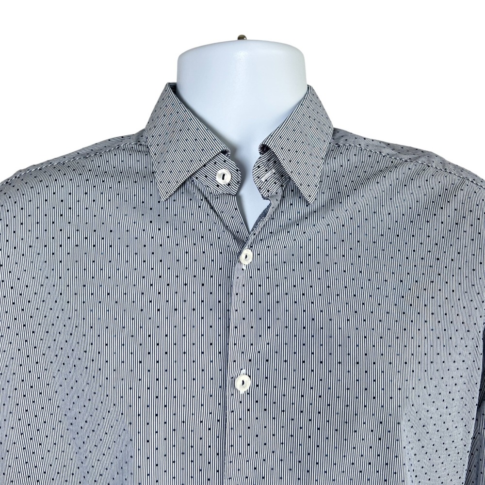 Stone Rose Mens‎ Micro Stripe Dot Italian Fabric Flip Cuff Dress Shirt Size 3 M
